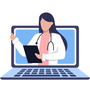 Icon of a doctor on a laptop screen